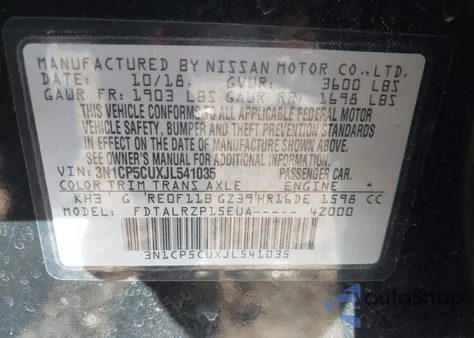 2018 Nissan Kicks S from USA, damaged, VIN 3N1CP5CUXJL541035